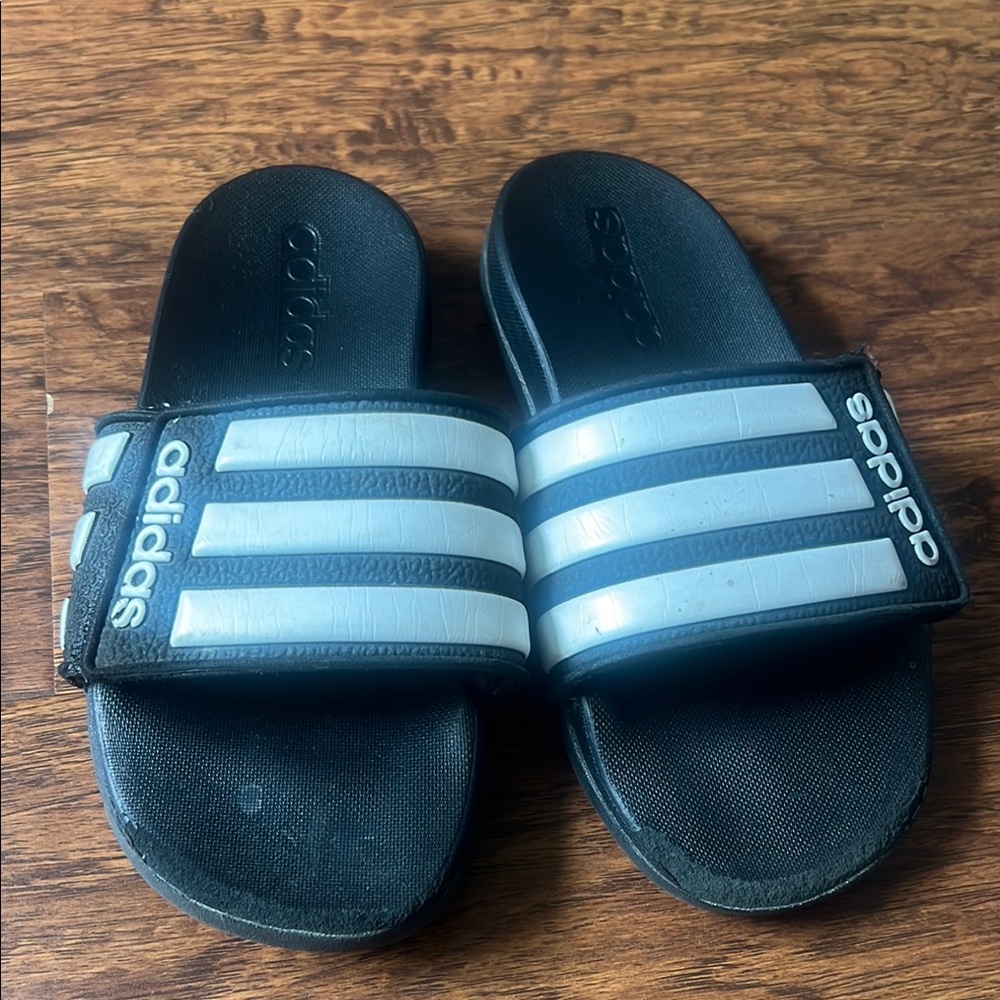 Adidas Black and Gray Slide Sandals little boy  13k